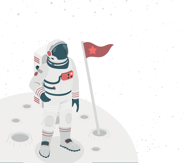 Astronaut with a goal flag illustration